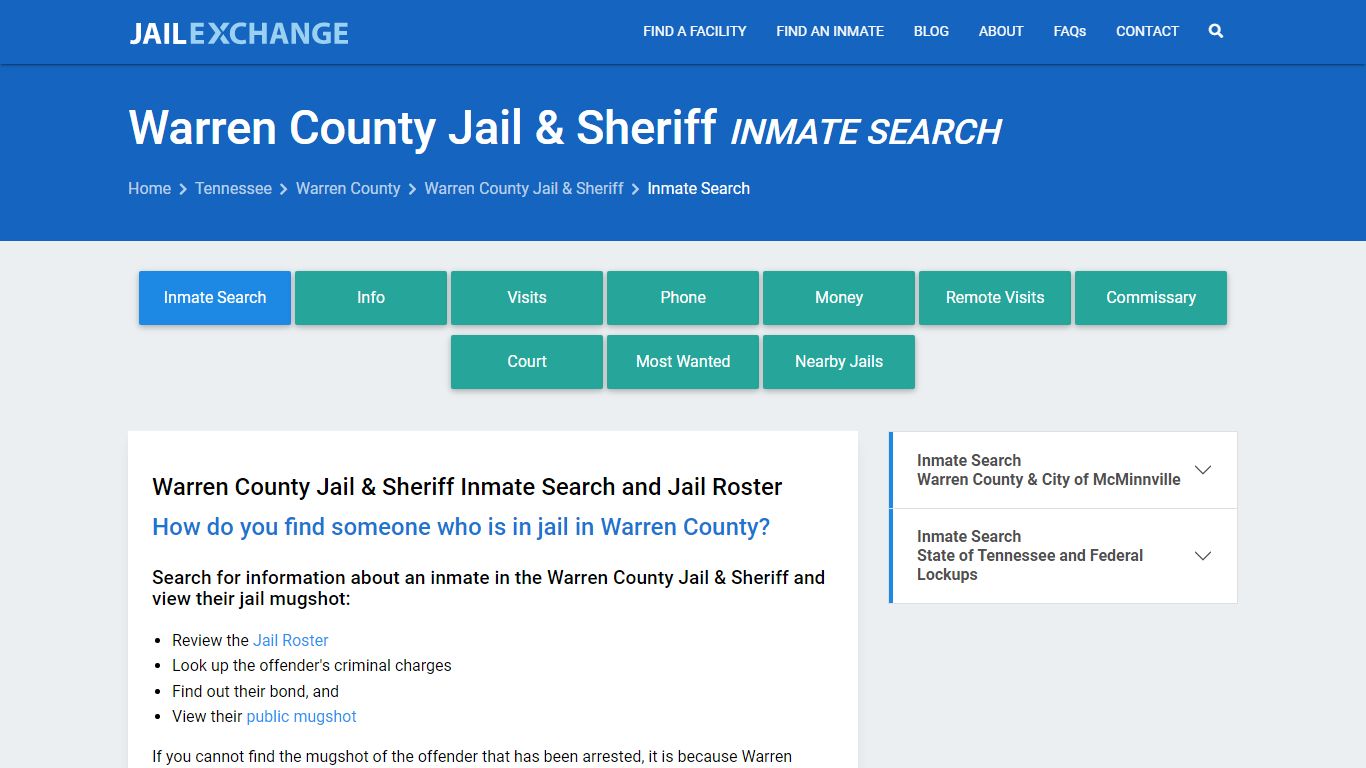 Inmate Search: Roster & Mugshots - Warren County Jail & Sheriff, TN