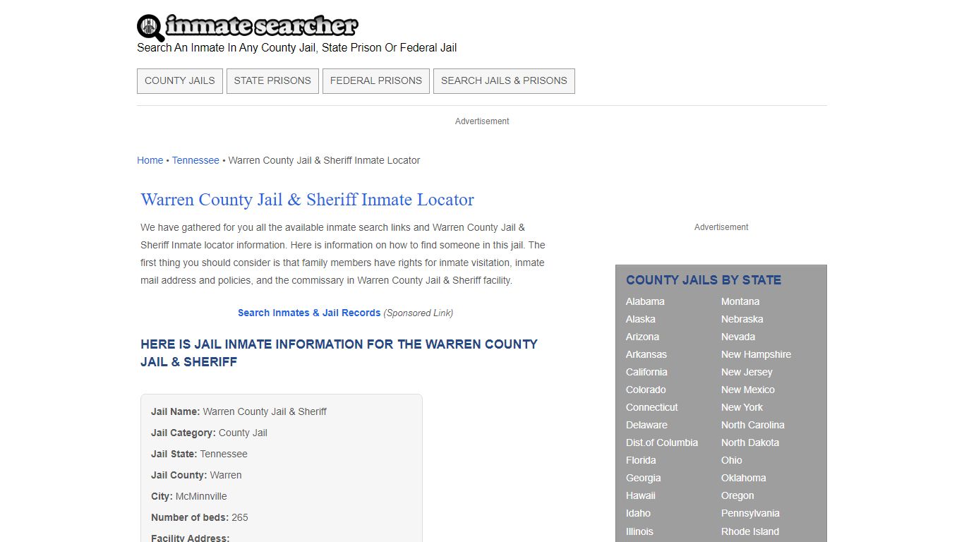 Warren County Jail & Sheriff Inmate Locator - Inmate Searcher