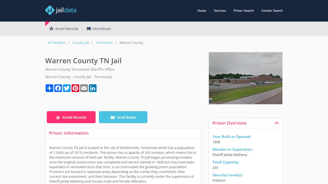 Warren County TN Jail Inmate Search and Prisoner Info - McMinnville, TN